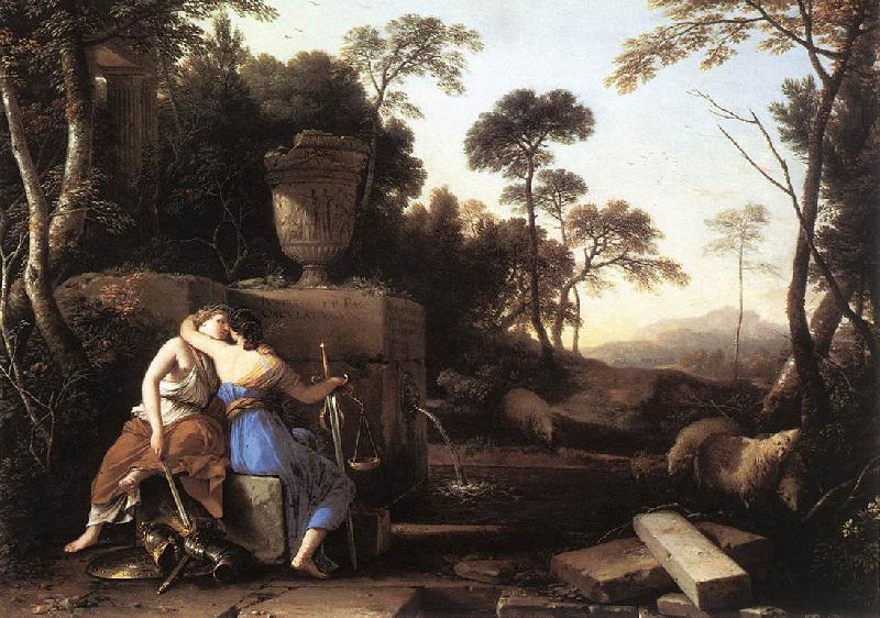 LA HIRE, Laurent de Landscape with Peace and Justice Embracing st